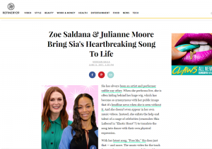 Refinery29: Zoe Saldana & Julianne Moore Bring Sia's Heartbreaking Song To Life